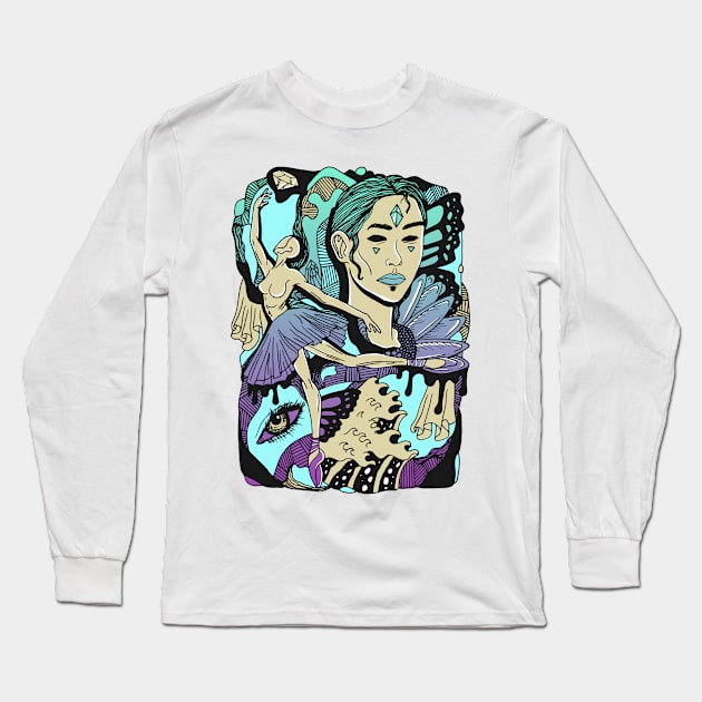 Purple Haze Ballerina Long Sleeve T-Shirt by kenallouis